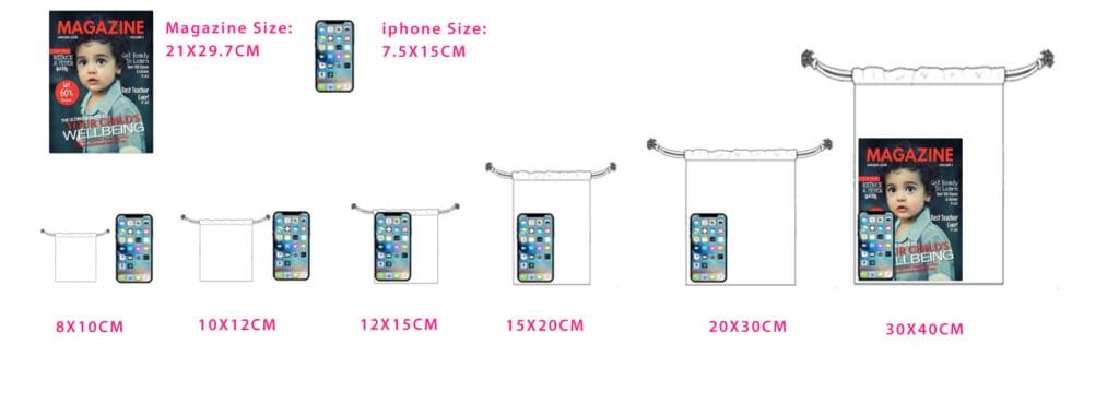 drawstring bag size comparison