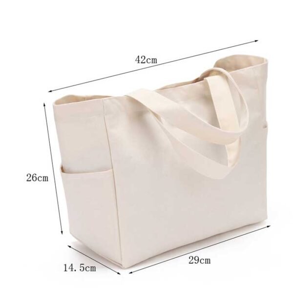 Bulk Canvas Tote Bag with Pockets on 2 Sides 2