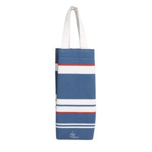 Top grade gift canvas blue striped red wine tote bag