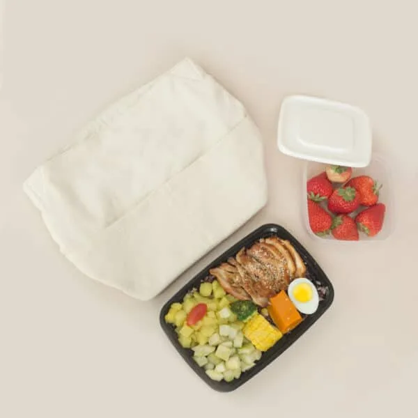 White Canvas Insulated Lunch Bag