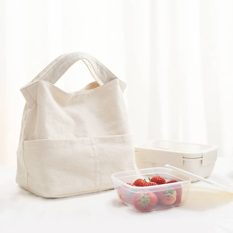White Canvas Insulated Lunch Bag