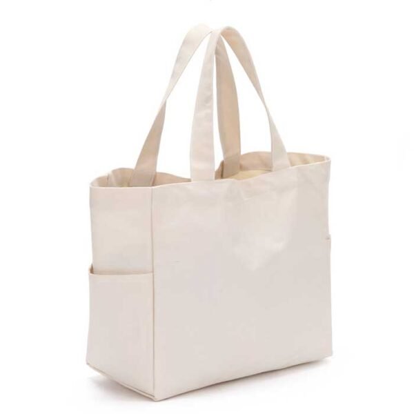 Bulk Canvas Tote Bag with Pockets on 2 Sides