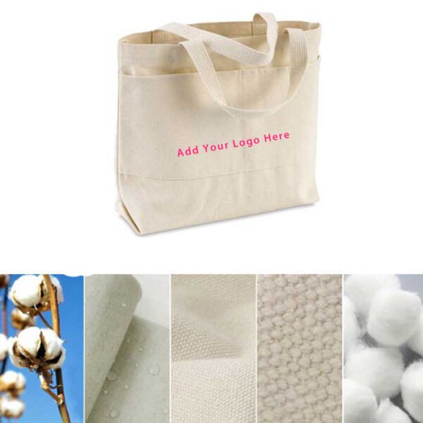 Bulk Canvas Tote Bag with Pockets on 2 Sides 3