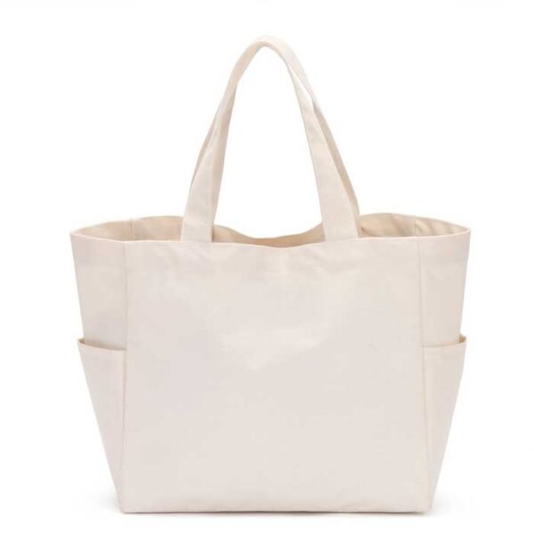 Bulk Canvas Tote Bag with Pockets on 2 Sides