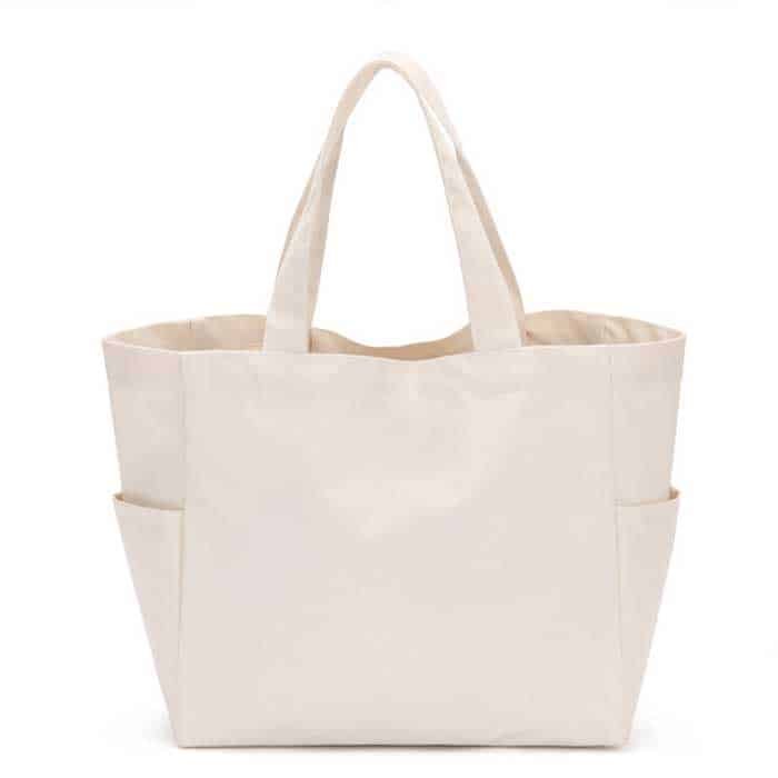 Bulk Canvas Tote Bag with Pockets on 2 Sides - Avecobaggie