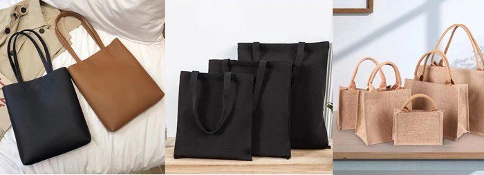 leather cotton linen tote bag