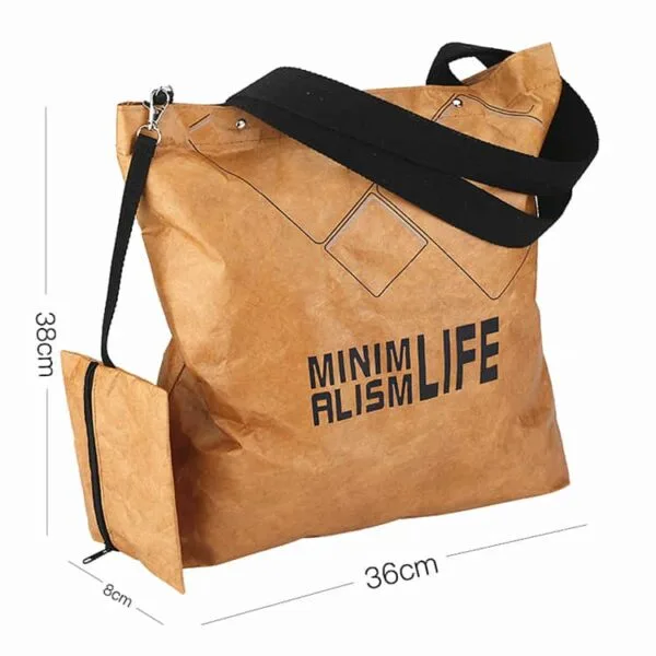 Tyvek Shoulder Bag With Woven Strap and Small Pouch – Bild 3