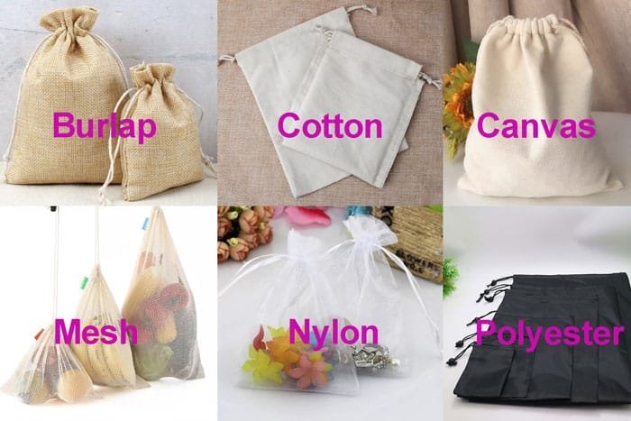 6 differents material drawstring bag