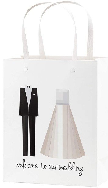 classic white kraft wedding welcome bag