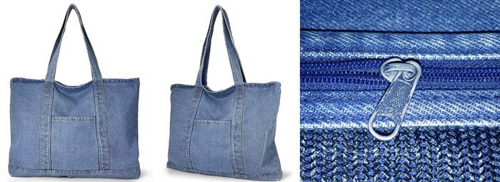 denim-Tote with outside pocket