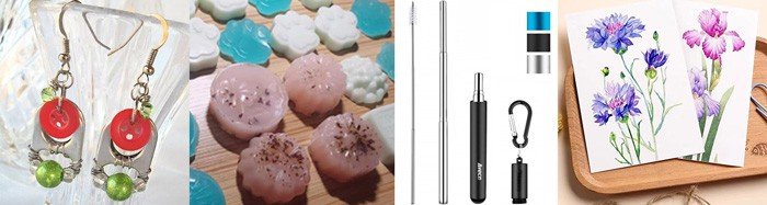 substitution-party-products-with-earing-soap-straw-and-postcard
