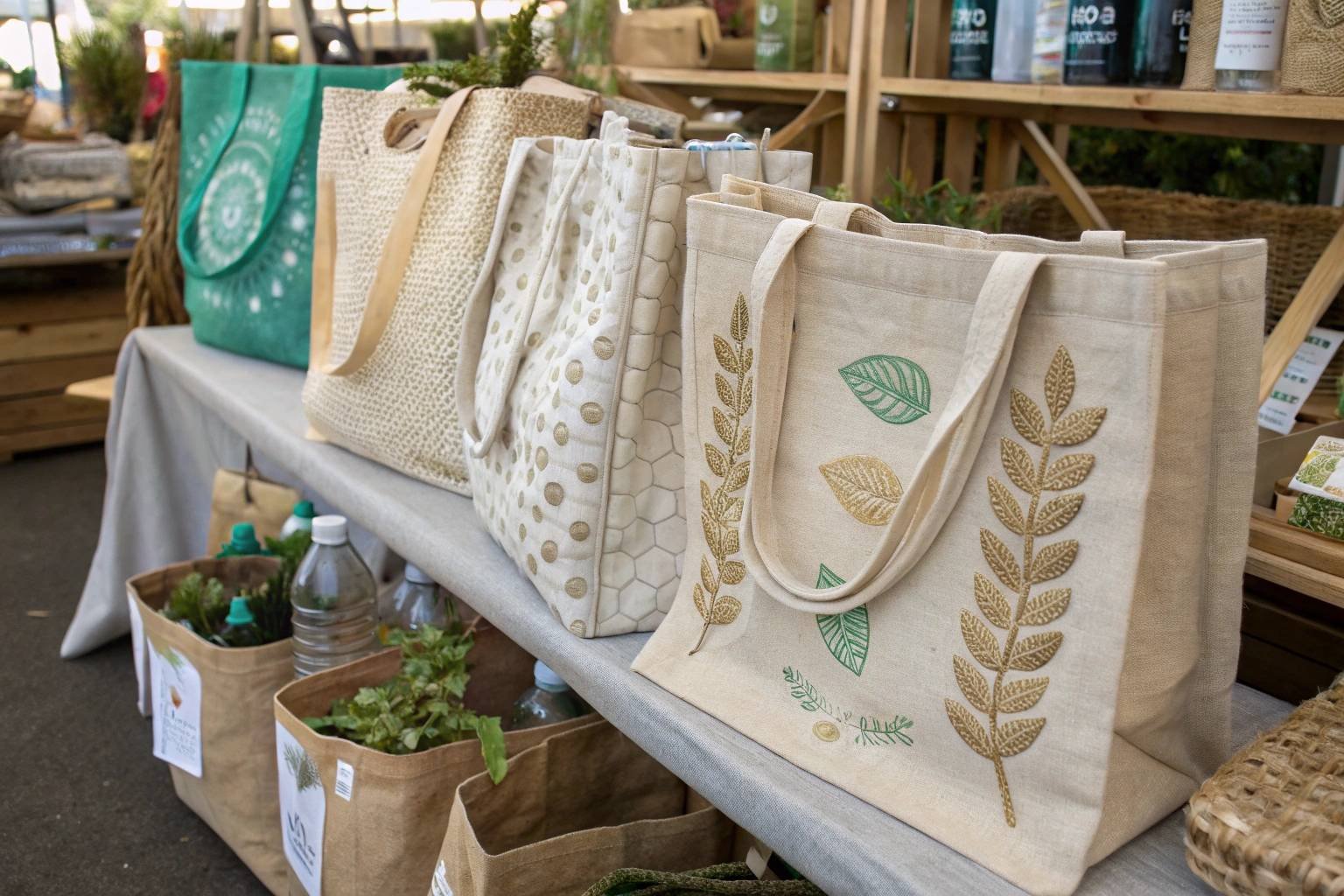 eco-friendly bag fabrics like cotton, canvas, rPET