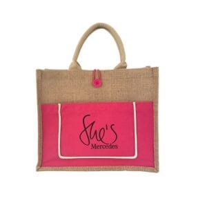 Jute tote bag with rose big external bag in the front