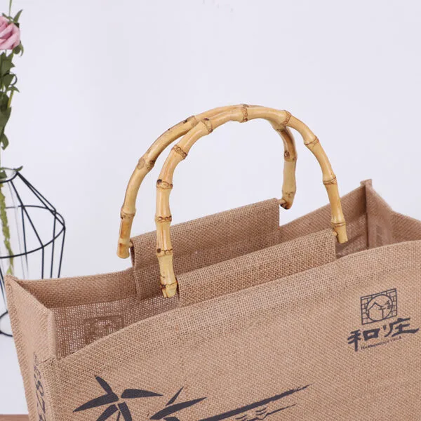 Jute Tote Bag with Bamboo handle - 이미지 2