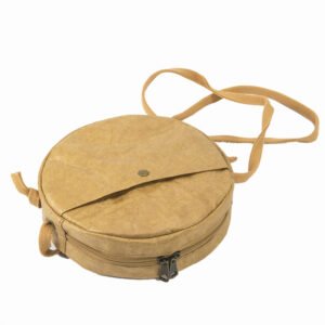 Vintage-Tyvek-Round-Crossbody-Bag -Retro-Zipper & Front-Pocket