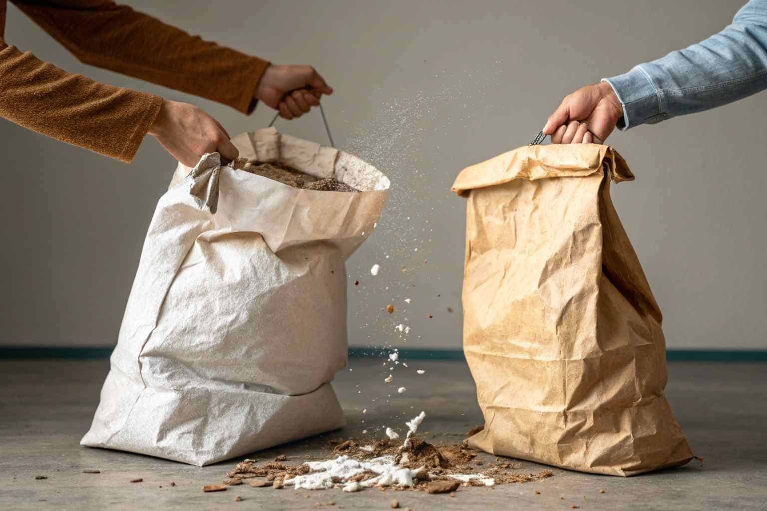 Sammenligning af holdbarheden af washabe-papirposer og tyvek-poser