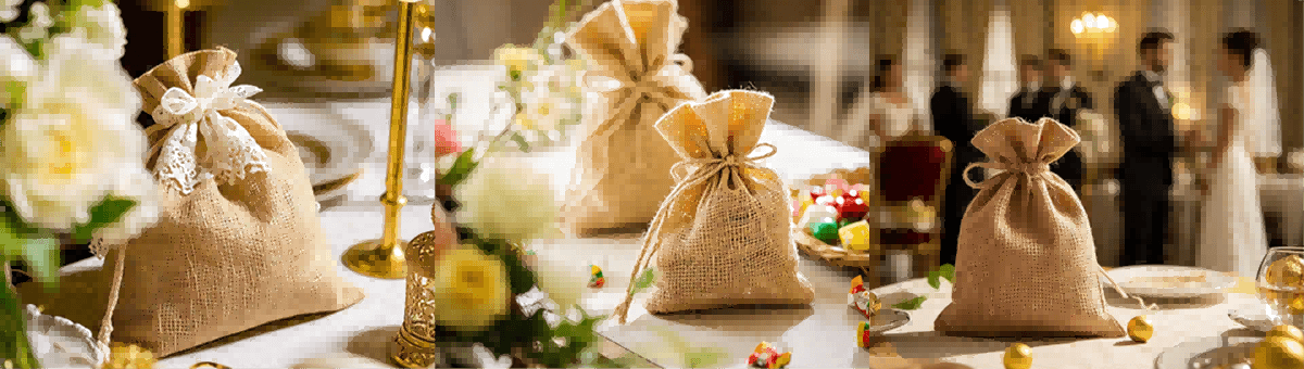 Custom jute wedding bags