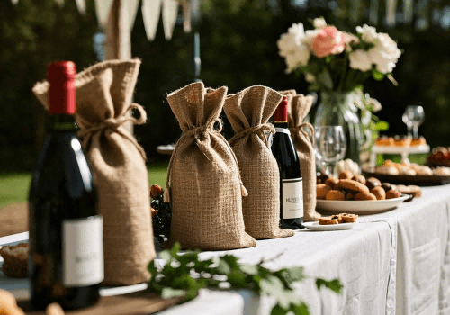 Jute burlap wedding favor bags