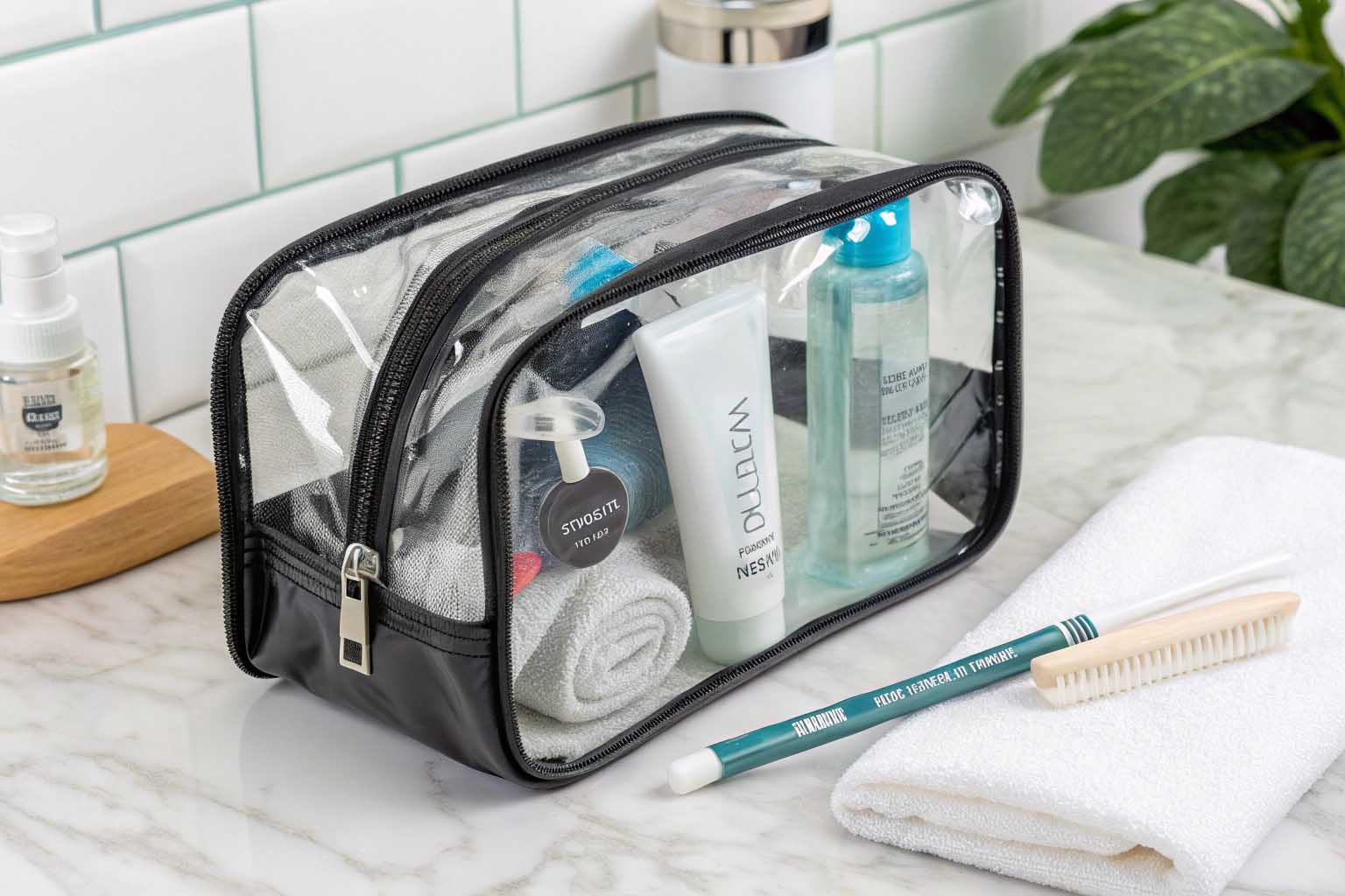 Stylish and durable clear TSA-compliant toiletry bag