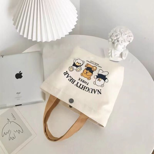 Compact-12oz-Canvas-Tote-Bag-with-Cartoon-Print&Magnetic-Closure