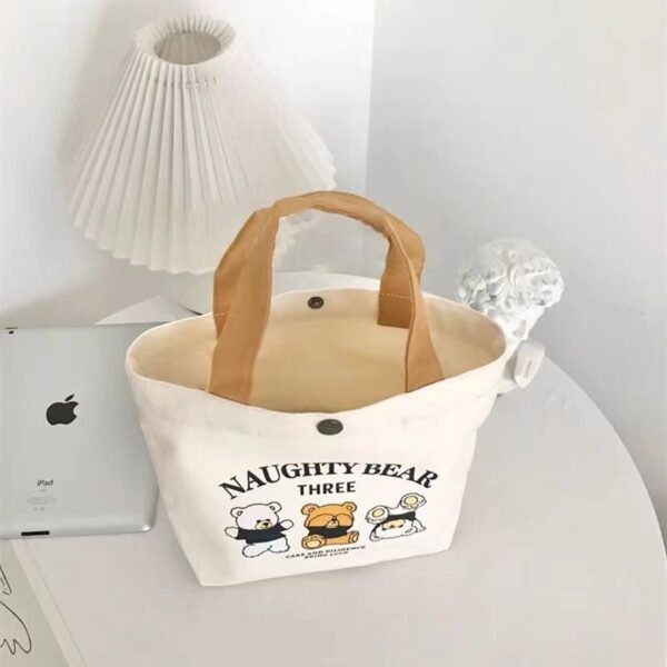 Compact-12oz-Canvas-Tote-Bag-with-Cartoon-Print&Magnetic-Closure