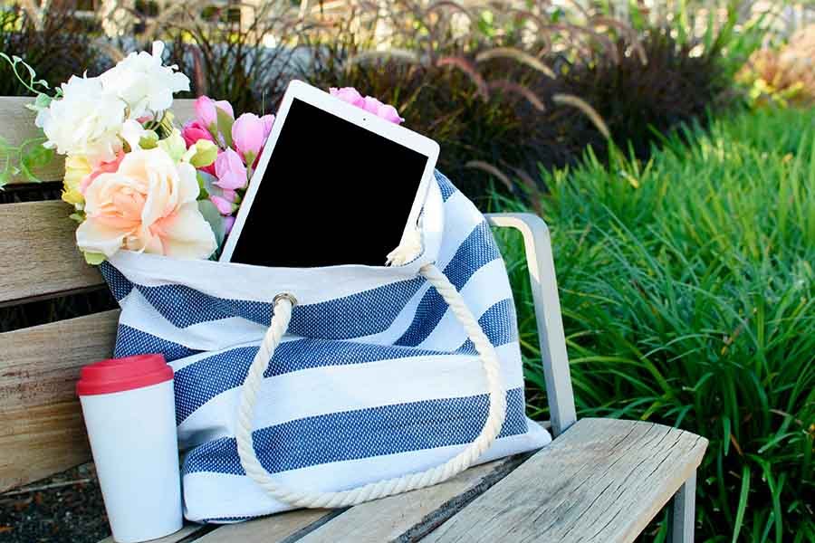 Sturdy canvas tote bag hanging