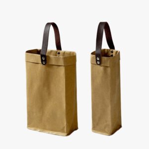 Nordic-Washed-Kraft-Wine-Bags-Leather-Handles -Single-Dual-Bottle