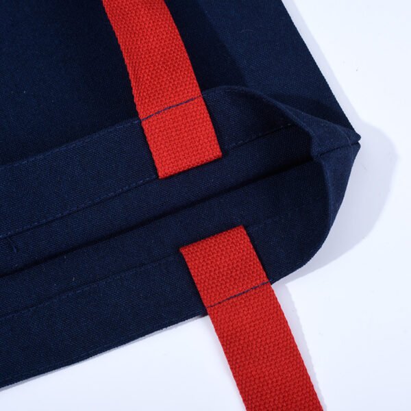 Premium-12oz-Navy-Blue-Canvas-Tote-Bag-with-Dual-Color-Silk-Screen-Logo&Red-Handles