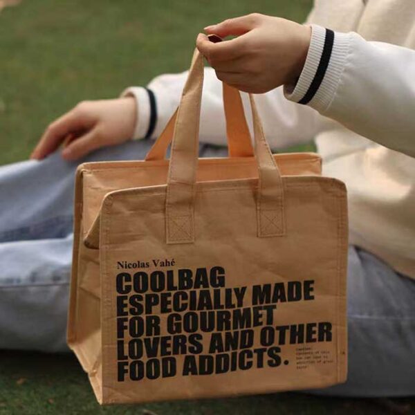 Washable Kraft Paper Insulated Lunch Bag - Image 2