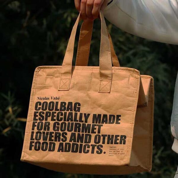 Washable Kraft Paper Insulated Lunch Bag - Image 3