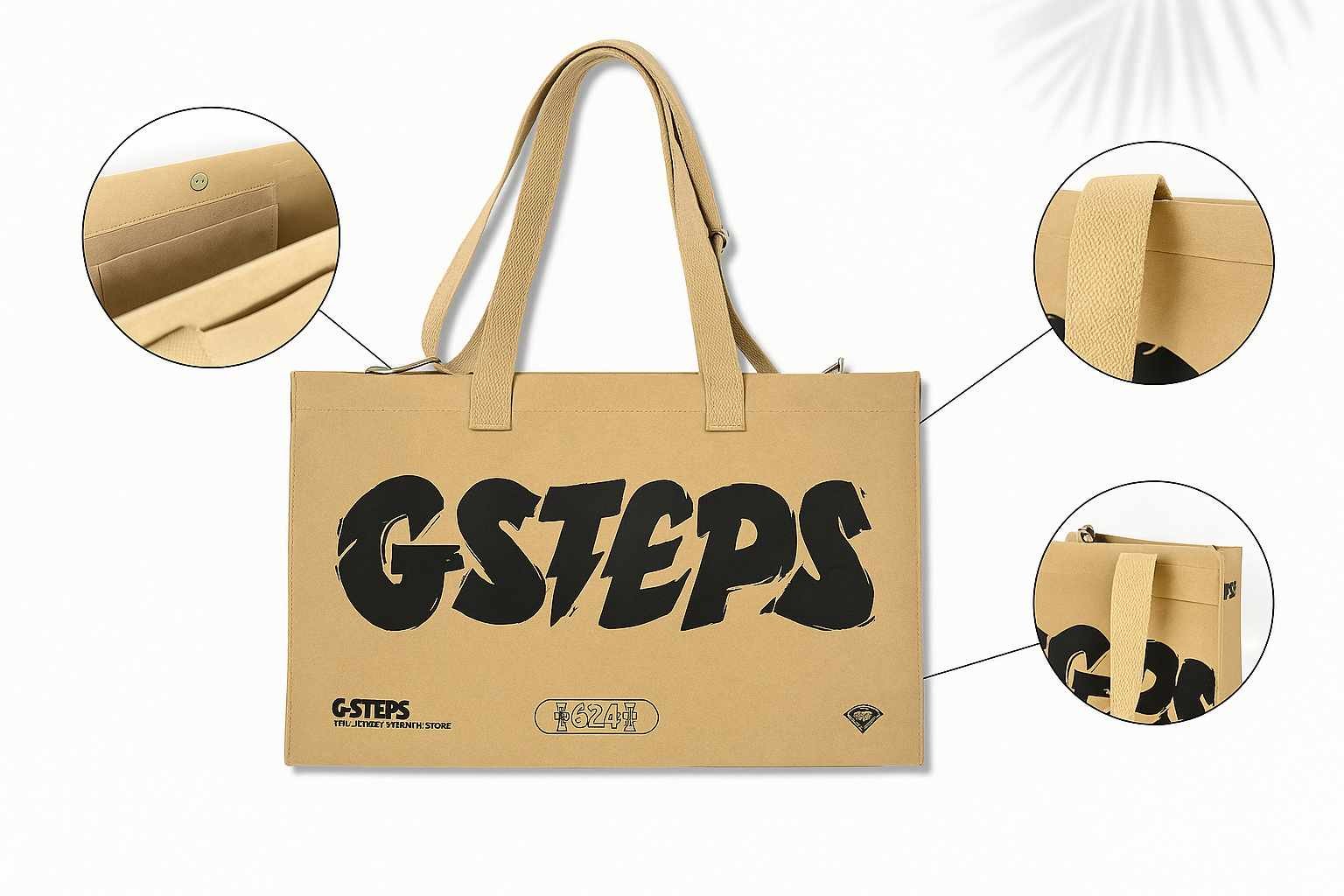 Brown washed kraft paper tote bag