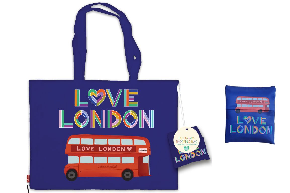 Foldable rPET tote bag with recycling symbol