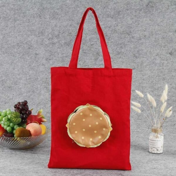 Custom Hamburger Tote Bag | PU Leather Pocket - 画像 (2)