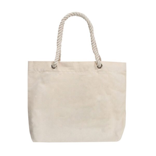 Bolsa de lona blanca en blanco con asa de cuerda al por mayor