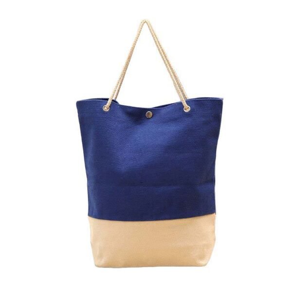 Two-Tone Jute Handles Canvas Tote Bag