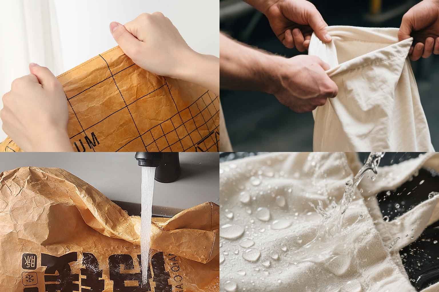 Side-by-side comparison of Tyvek, canvas, and cotton tote bags
