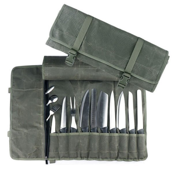 Waxed-Canvas-Knife-Roll-Chef-Tool-Organizer