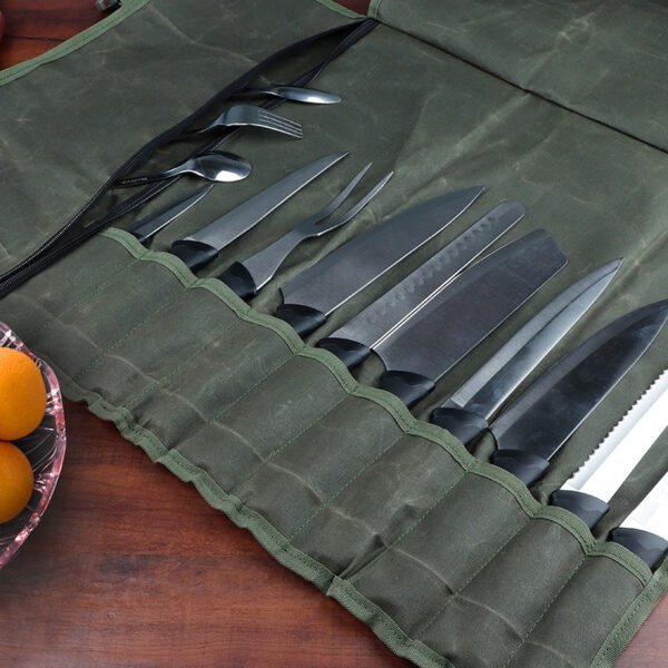 Waxed-Canvas-Knife-Roll-Chef-Tool-Organizer
