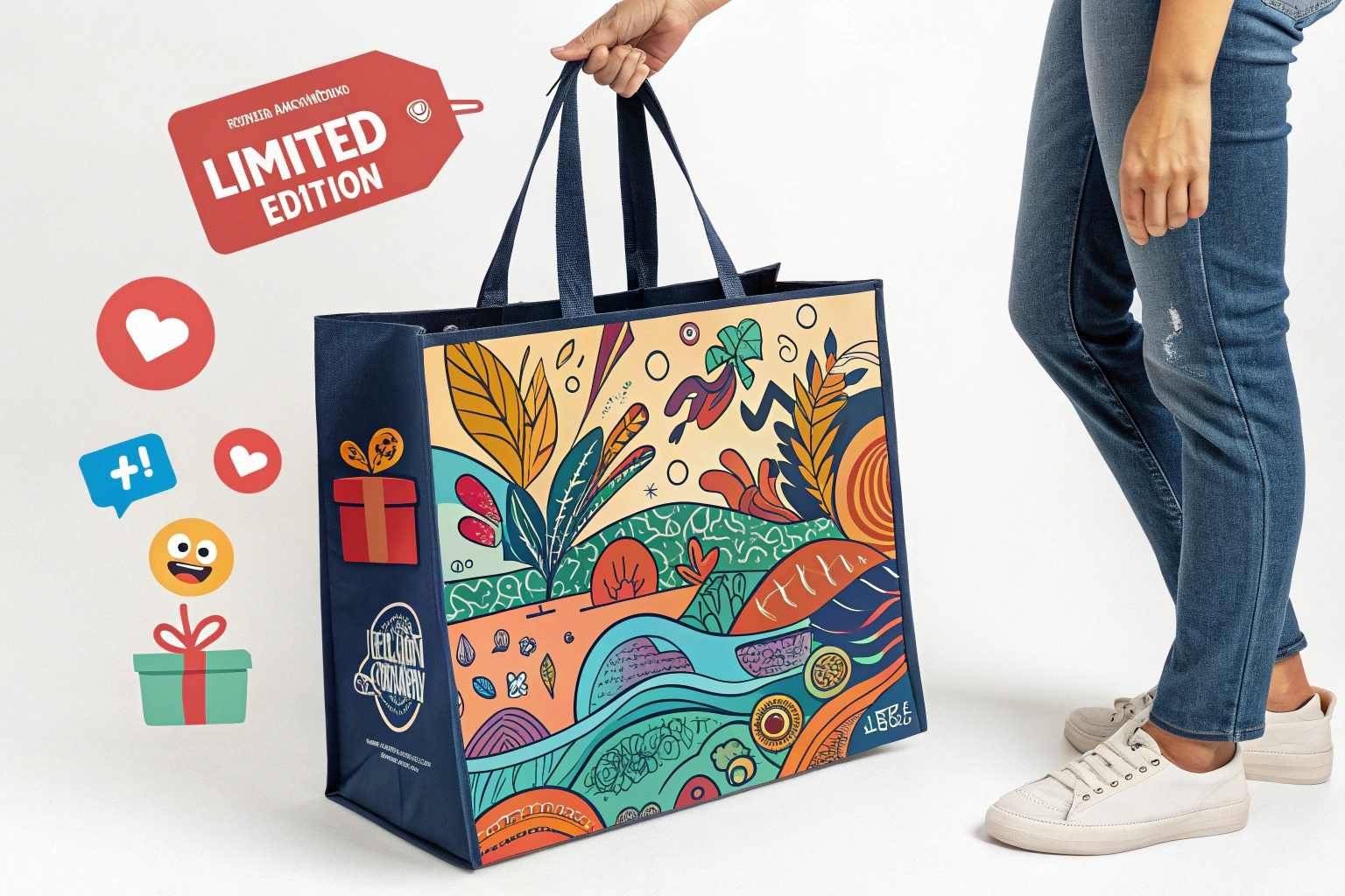 A creatively designed custom tote bags with unique prints or as special packaging