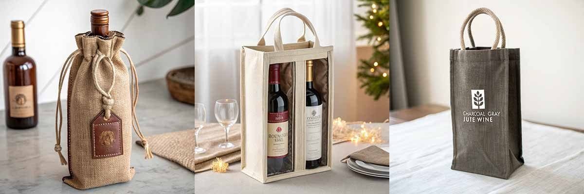 Different Styles of Custom Jute Wine Bags
