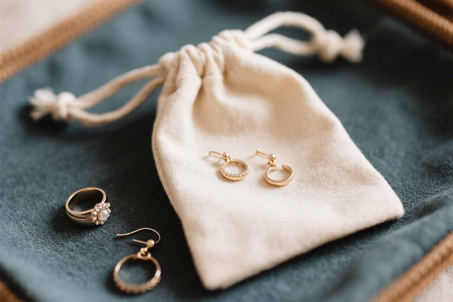 a compact drawstring jewelry pouch.