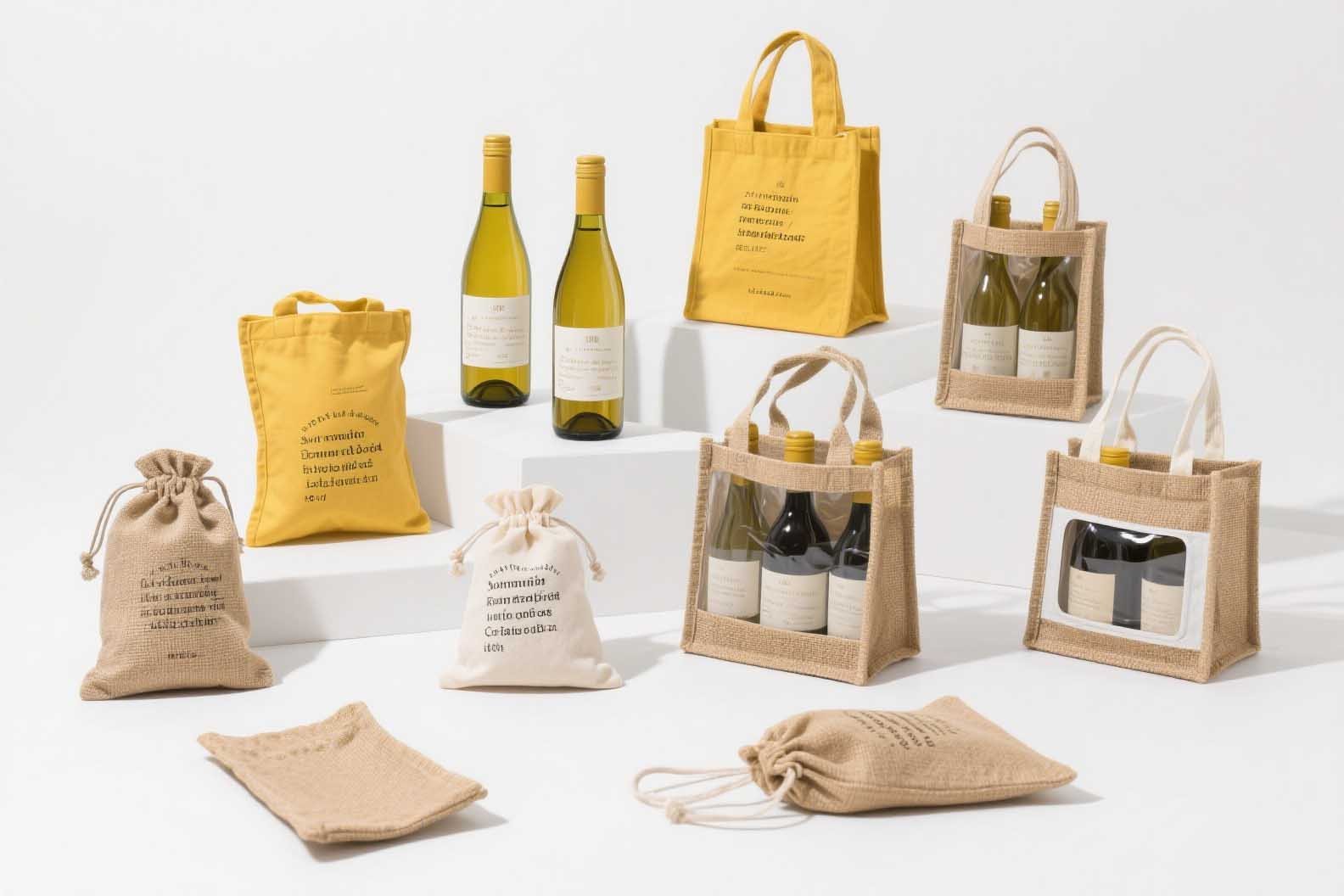 Collection of stylish jute wine bags