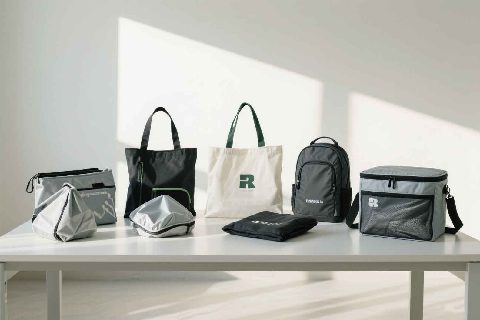 a collection of different custom rpet bags
