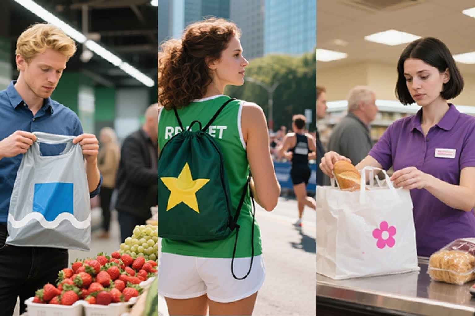 people from different industries using branded RPET bags