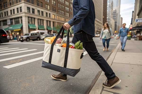 a person carrying a boat tote