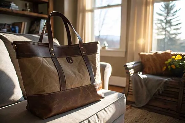 Versatile leather and canvas bag