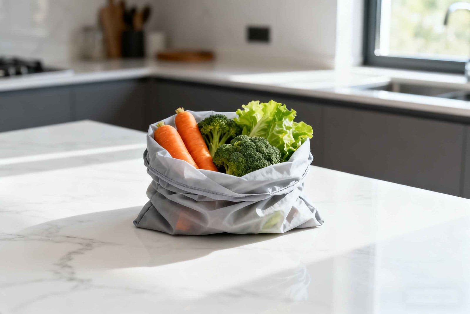 Foldable bag reducing plastic waste