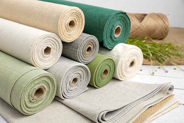 Rolls of different colored fabric