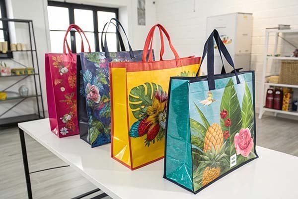 a vibrant and durable laminated tote bag