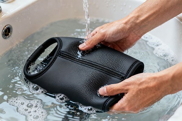 Handwashing a neoprene bag